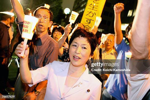 Japanese Buddhist monks and peace activists protest against the dispatch of Self-Defense Force vessels to the Indian Ocean under the special...