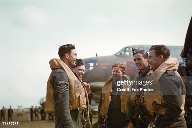 An RAF crew with their American Douglas Boston light bomber, circa 1943.