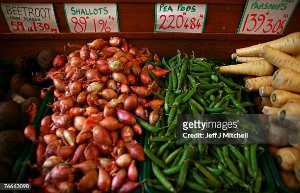 Fruit and veg is displayed in a Glasgow fruit and vegetable shop September 11, 2007 in Glasgow, Scotland. The European Union is set to abandon plans...