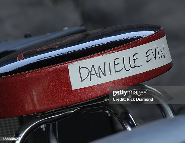 Singer and Songwriter, Danielle Evin's chair backstage at Farm Aid 2007, A Homegrown Festival at Icahn Stadium, Randall's Island, NY. September...