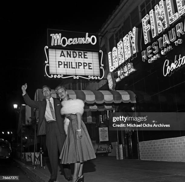 Starlet Kathy Marlowe goes out to the famous Macambo nightclub on the Sunset Strip on December 1 in Hollywood, California.
