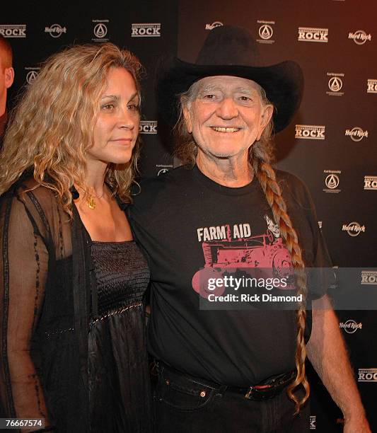 Annie Nelson, co-founder of Sustainable Biodiesel Alliance and Musician Willie Nelson arrive on The Green Carprt forThe Launch of the Sustainable...