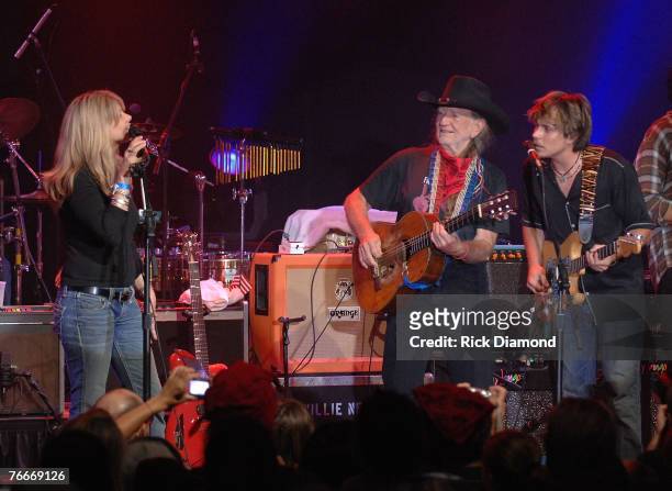 Musician, Willie Nelson along with Musician, Daughter Paula Nelson and Musician, Son Lukas Nelson preform live to help The Launch of the Sustainable...