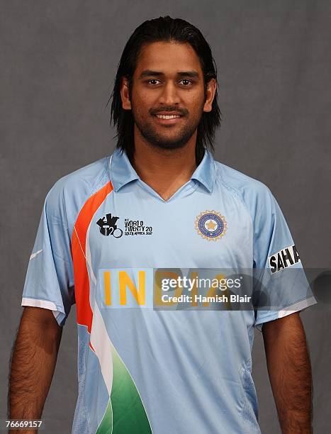 Mahendra Singh Donhi of India poses for a photo during a portrait session at the Southern Sun Elangeni Hotel on September 11, 2007 in Durban, South...