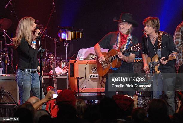 Musician, Willie Nelson along with Musician, Daughter Paula Nelson and Musician, Son Lukas Nelson preform live to help The Launch of the Sustainable...
