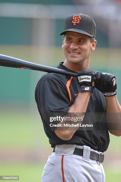 Omar Vizquel of the San Francisco Giants before a baseball game against the Washington Nationals on September 2, 2007 at RFK Stadium in Washington...