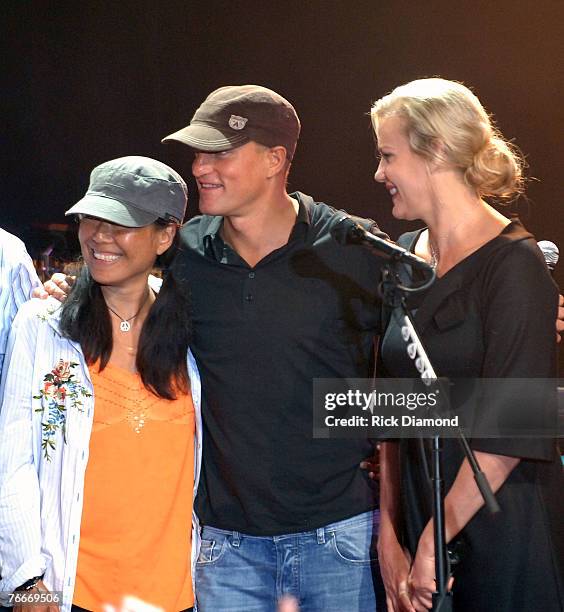 Actor Woody Harrelson his wife Laura Louie and Actress/Co-Founder of the Sustainable Biodiesel Alliance, Daryl Hannah in New York City forThe Launch...