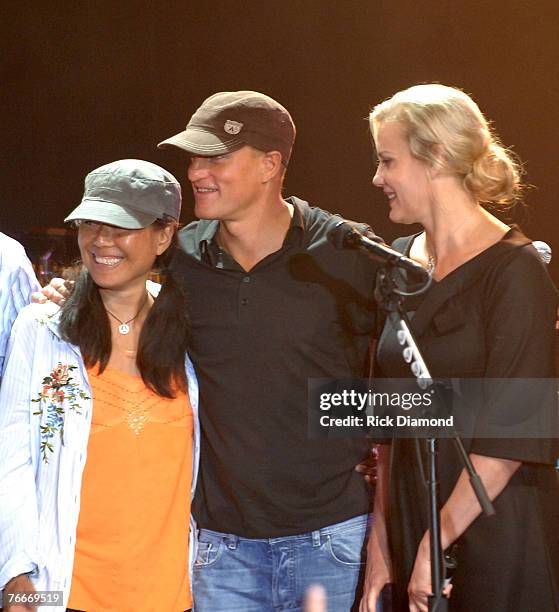 Actor Woody Harrelson his wife Laura Louie and Actress/Co-Founder of the Sustainable Biodiesel Alliance, Daryl Hannah in New York City forThe Launch...