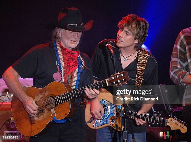 Musician, Willie Nelson along with Musician, Daughter Paula Nelson and Musician, Son Lukas Nelson preform live to help The Launch of the Sustainable...