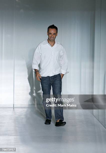 Designer Francisco Costa walks the runway during the Calvin Klein 2008 Fashion Show during the Mercedes-Benz Fashion Week Spring 2008 on September...