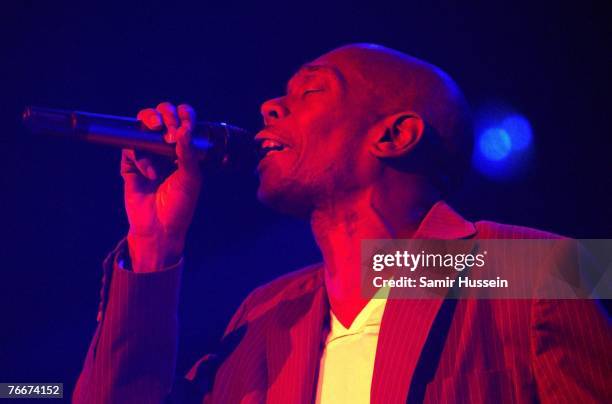 Maxi Jazz of Faithless performs live at the Carling Academy Brixton on September 11, 2007 in London, England.