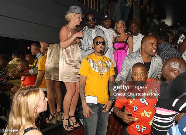 Singer Britney Spears, Rapper P. Diddy, 50 Cents, Paris Hilton and Dallas Austin at The Hard Rock on September 8, 2007 in Las Vegas, Nevada.