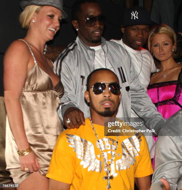 Singer Britney Spears, Rapper P. Diddy, 50 Cents, Paris Hilton and Dallas Austin at The Hard Rock on September 8, 2007 in Las Vegas, Nevada.