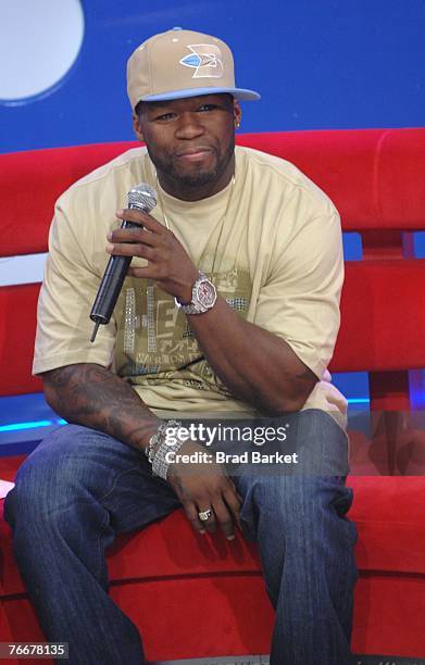 Recording artist 50 Cent appears on BET's 106 & Park at BET Studios September 11, 2007 in New York City.