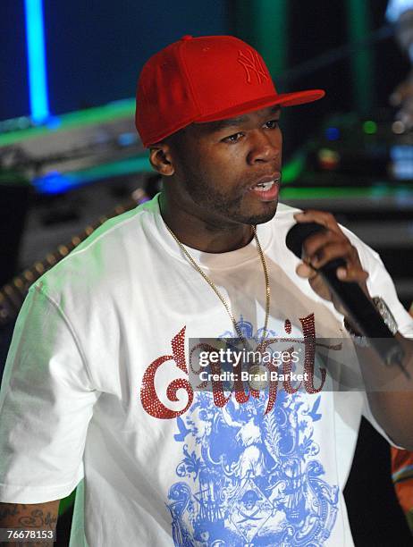 Recording artist 50 Cent appears on BET's 106 & Park at BET Studios September 11, 2007 in New York City.