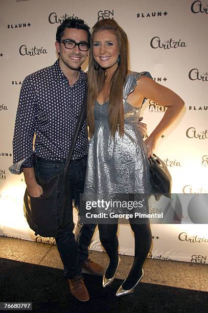 Hosts Dan Levy and Jessi Cruickshank attend the Toronto International Film Festival celebration at Aritzia on September 10, 2007 in Toronto, Ontario,...