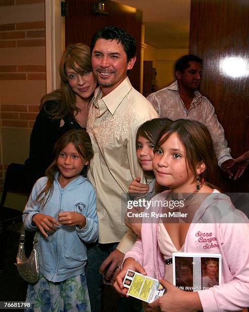 Lou Diamond Phillips with wife Yvonne Boismier and Lili, Grace and Isabella attend the opening night party for "Camelot" starring Lou Diamond...