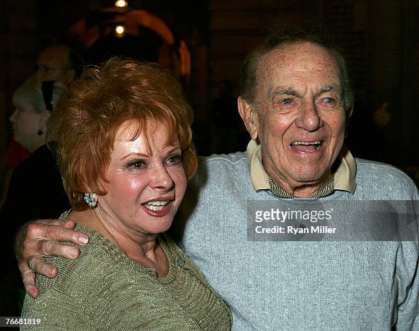 Actor Jack Carter and wife Roxanne arrive for the opening night performance of "Camelot" starring Lou Diamond Phillips at UCLA's Royce Hall on...