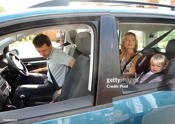 Gerry and Kate McCann leave their home today to take their children Amelie and Sean to a local play park on September 12, 2007 in Rothley, England....