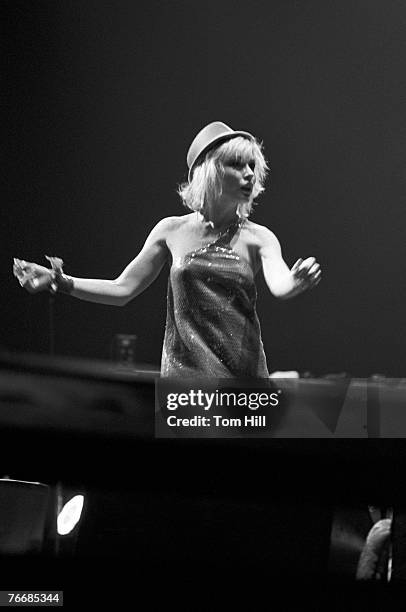 Singer Deborah Harry of Blondie performs at The Fabulous Fox Theater on July 28, 1979 in Atlanta, Georgia.