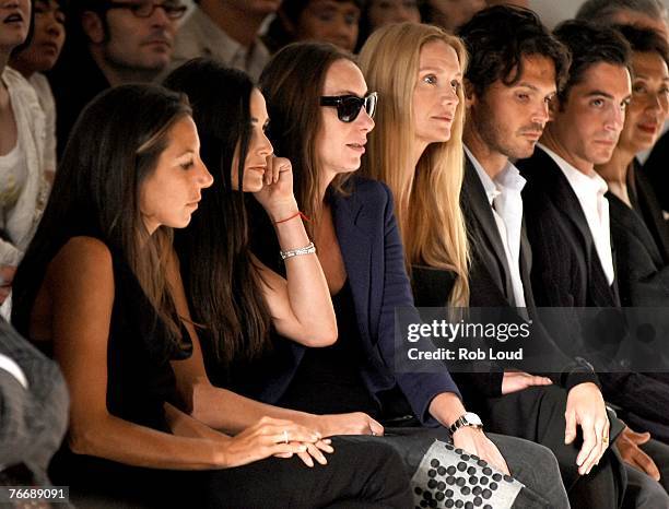 Gabby Karan, actress Demi Moore, Jacqui Getty and actress Kelly Lynch attend the Donna Karan Collection 2008 Fashion Show during the Mercedes-Benz...