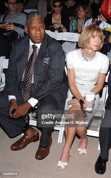 Fashion editors Andre Leon Talley and Anna Wintour attend the Anne Klein 2008 Fashion Show at The Promenade in Bryant Park during the Mercedes-Benz...