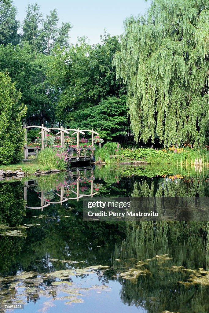 Pond and garden at Centre-de-la Nature, Laval, Quebec, Canada