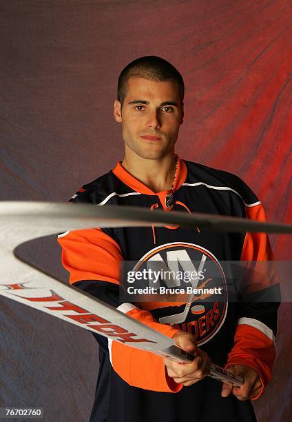 Rick DiPietro of the New York Islanders poses for his official headshot on September 12, 2007 at the Long Island Marriott Hotel in Uniondale, New...