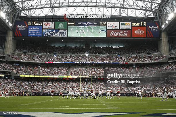 General view as the Houston Texans offense lines up against the Kansas City Chiefs defense on September 9, 2007 at Reliant Stadium in Houston, Texas.