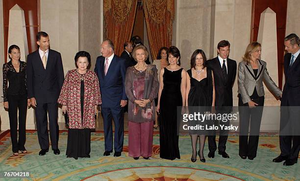 Princess Letizia,Prince Felipe, Mstislav Rostropovich widow Galina,King Juan Carlos, Queen Sofia, Mstislav Rostropovich daughter Olga, Mstislav...