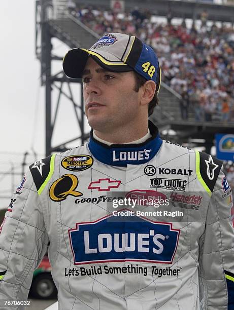 Jimmy Johnson prior to the start of the NASCAR NEXTEL Cup Series, Dodge Avenger 500, May 13 Darlington Raceway, Darliington, South Carolina