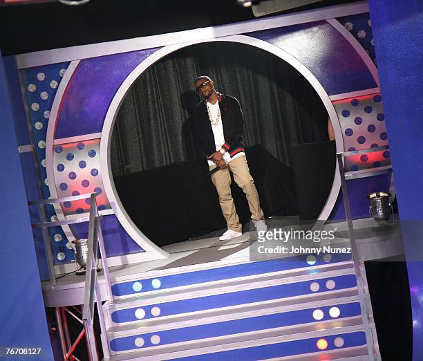 Kanye West attends BET's "106 and Park" on September 11, 2007 in New York City, NY