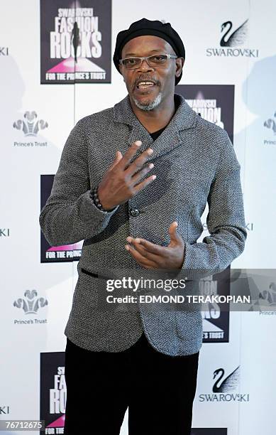 Actor Samuel L. Jackson attends a photocall in central London, 13 September 2007, as he announces his co-host and artists to date for the Swarovski...