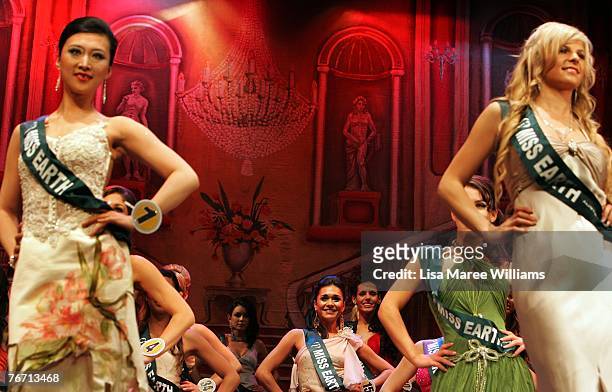 Contestants compete for the title of Miss Earth Australia at the Enmore Theatre, September 13, 2007 in Sydney, Australia. Thirty-five finalists are...