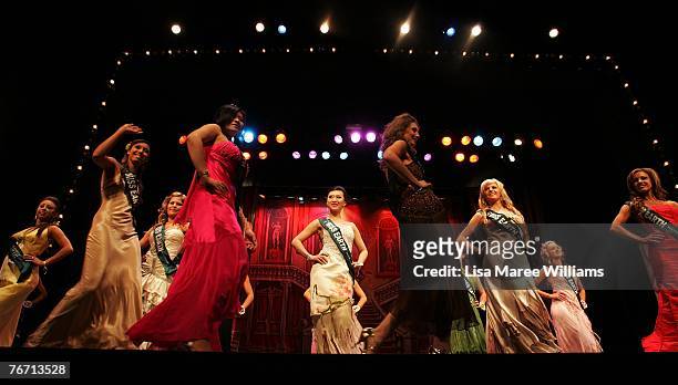 Contestants compete for the title of Miss Earth Australia at the Enmore Theatre, September 13, 2007 in Sydney, Australia. Thirty-five finalists are...
