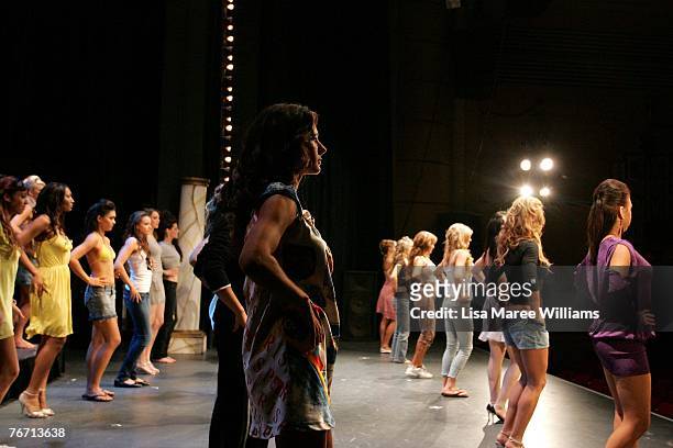 Miss Earth Australia finanlists rehearse at the Enmore Theatre, September 13, 2007 in Sydney, Australia. Thirty-five finalists are assessed by judges...