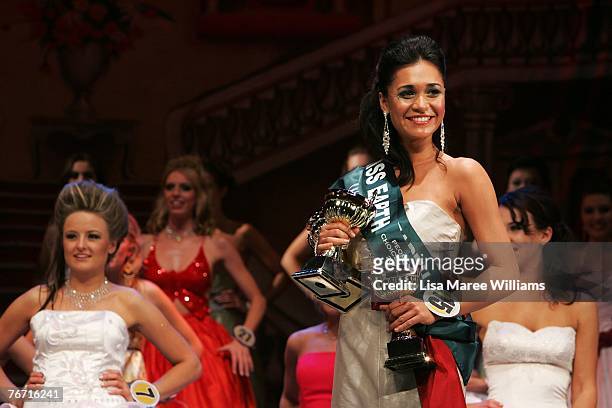 Finalist Katharina Fahringer wins the Peoples Choice, Best Gown and the Friendly Contestant Award during the Miss Earth Australia contest at the...