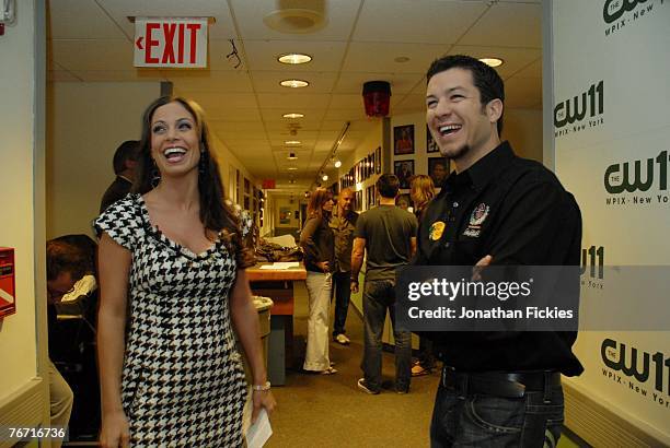 Driver Martin Truex Jr. Laughs with CW11 reporter Jill Nicolini before being interviewed by her during Chase Media Day September 13, 2007 in New York...
