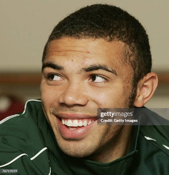 Bryan Habana smiles during the Springboks press conference at their hotel September 13, 2007 in Noisy Le Grande, France.