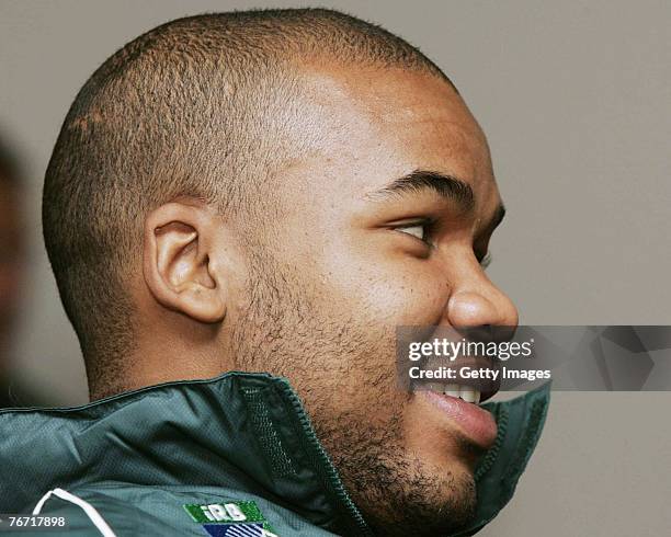 Pietersen smiles during the Springboks press conference at their hotel September 13, 2007 in Noisy Le Grande, France.