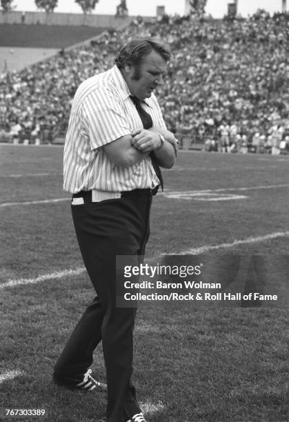 Oakland Raiders head coach, John Madden, during a match, 1974.