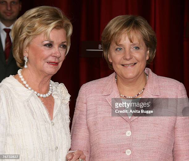 Liz Mohn and Angela Merkel attends the Bertelsmann annual party September 13, 2007 in Berlin, Germany.