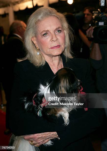 Screen legend Lauren Bacall and her dog Sophie arrive at the "The Walker" North American Premiere screening during the Toronto International Film...