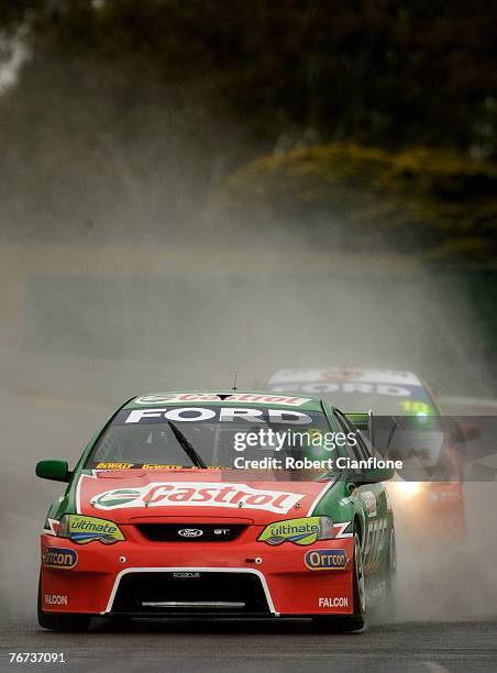 The Ford Performance Racing Ford of Steven Richards and Owen Kelly heads onto the back straight during practice for the Sandown 500 which is Round 9...