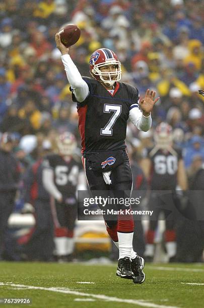 Buffalo Bills quarterback JP Losman throws a pass in a game against the Miami Dolphins at Ralph Wilson Stadium in Orchard Park, New York on December...