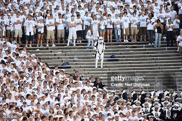 Fan of the Penn State Nittany Lions dressed as a storm trooper in the student section against the University of Notre Dame Fighting Irish at Beaver...