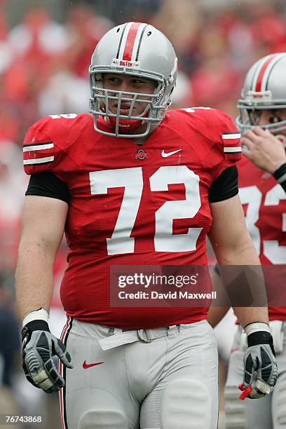 Dexter Larimore of the Ohio State Buckeyes looks on during the game against the Akron Zips at Ohio Stadium on September 8, 2007 in Columbus, Ohio....