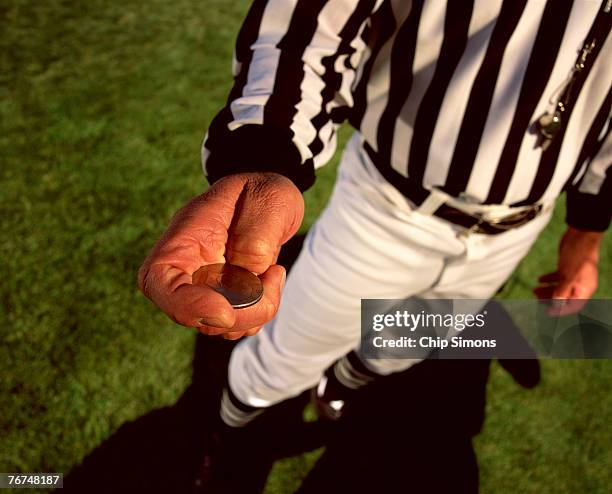 referee with coin - american football referee stockfoto's en -beelden