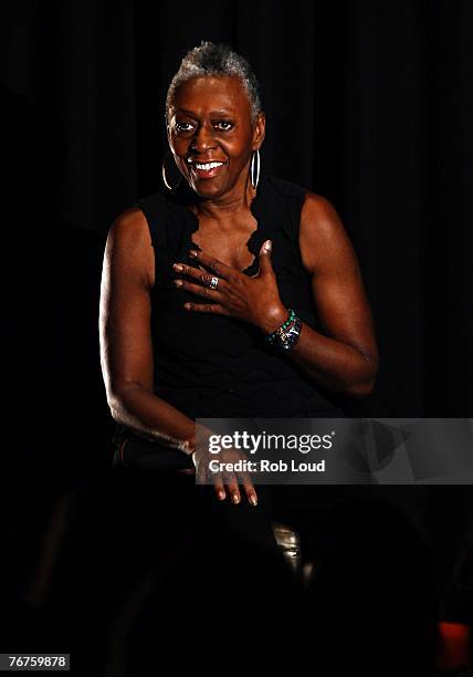 Bethann Hardison moderates at the "Blacks In Fashion" panel discussion at the Bryant Parl Hotel on September 14, 2007 in New York City.