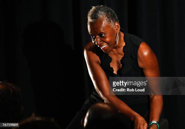 Bethann Hardison moderates at the "Blacks In Fashion" panel discussion at the Bryant Parl Hotel on September 14, 2007 in New York City.